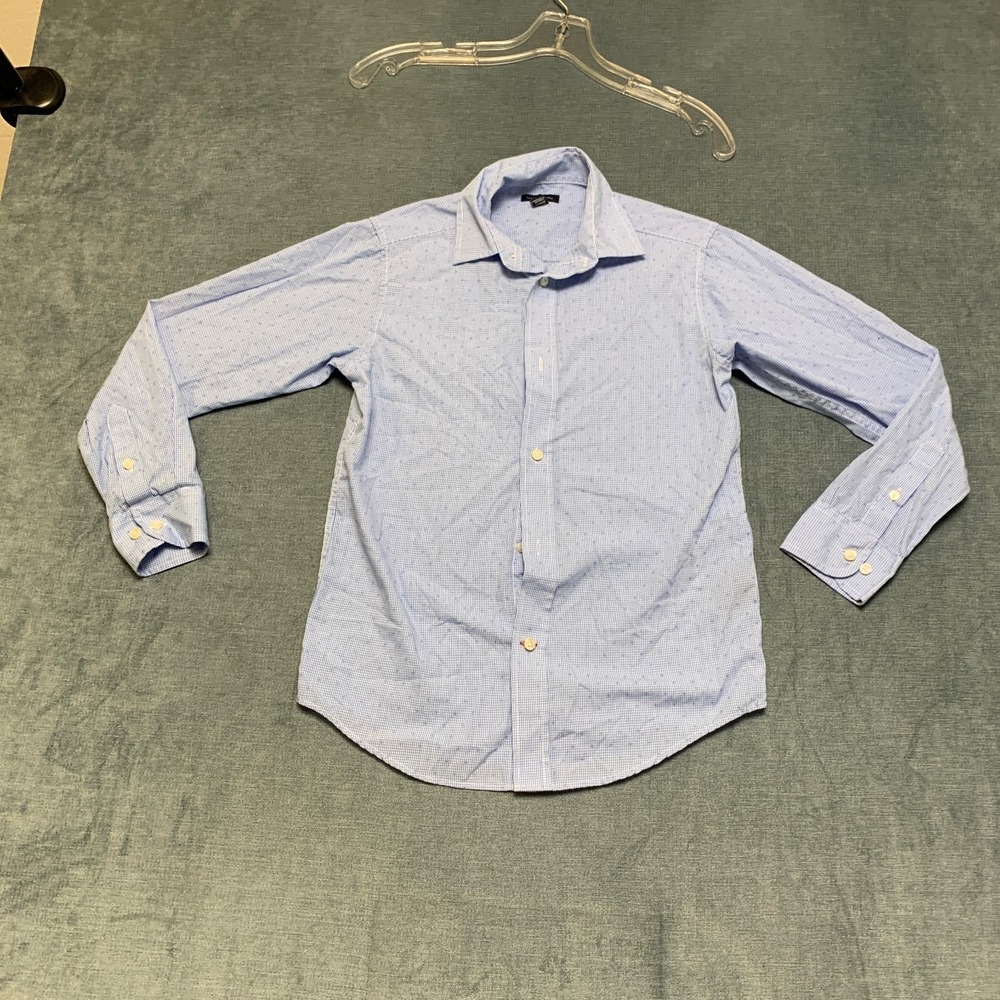 Tommy Hilfiger Dress Shirt Boys 12 Light Blue Round Hem Long Sleeve Button Up